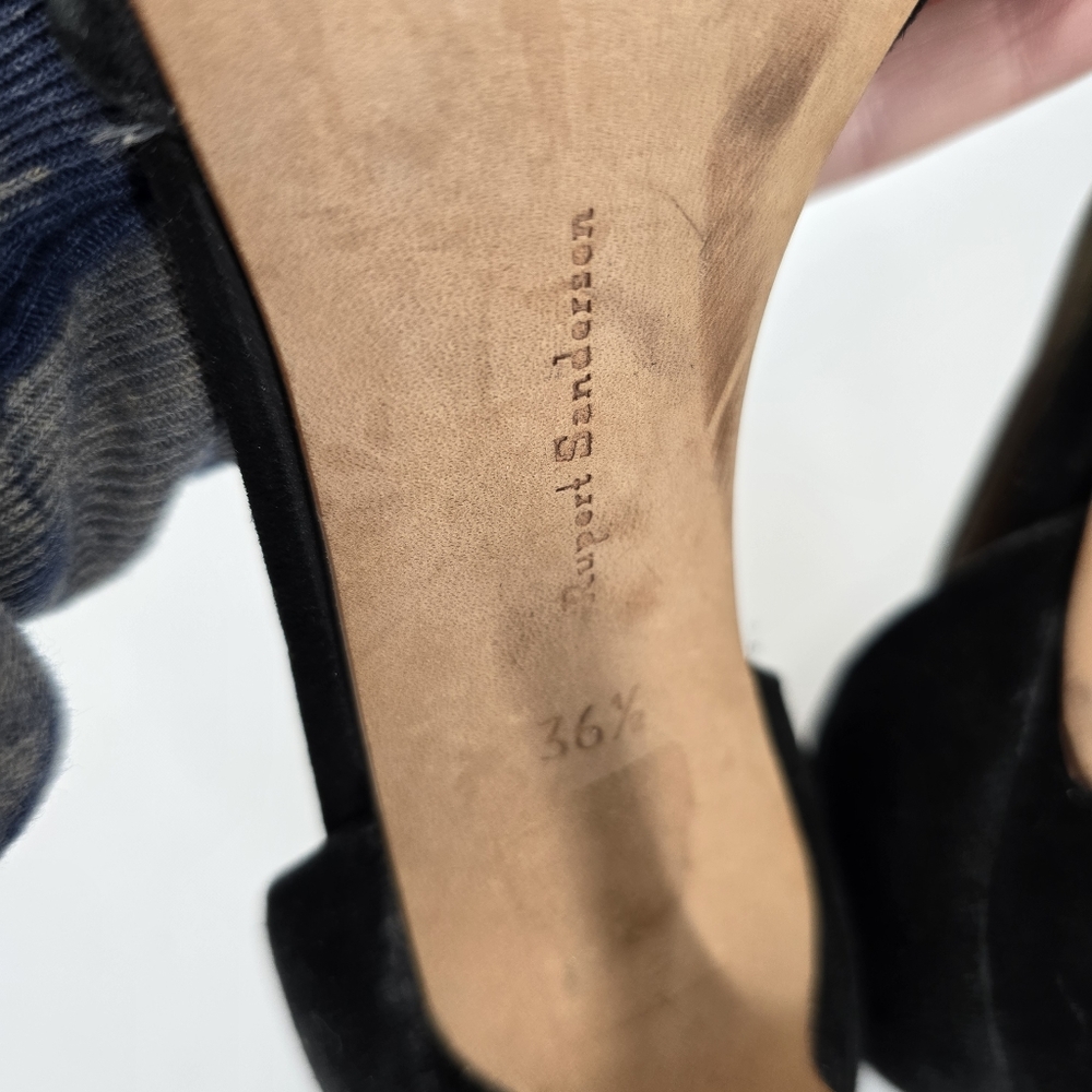 Rupert Sanderson Black Suede Almond Toe Heels Size 36.5 - Picture 9 of 9